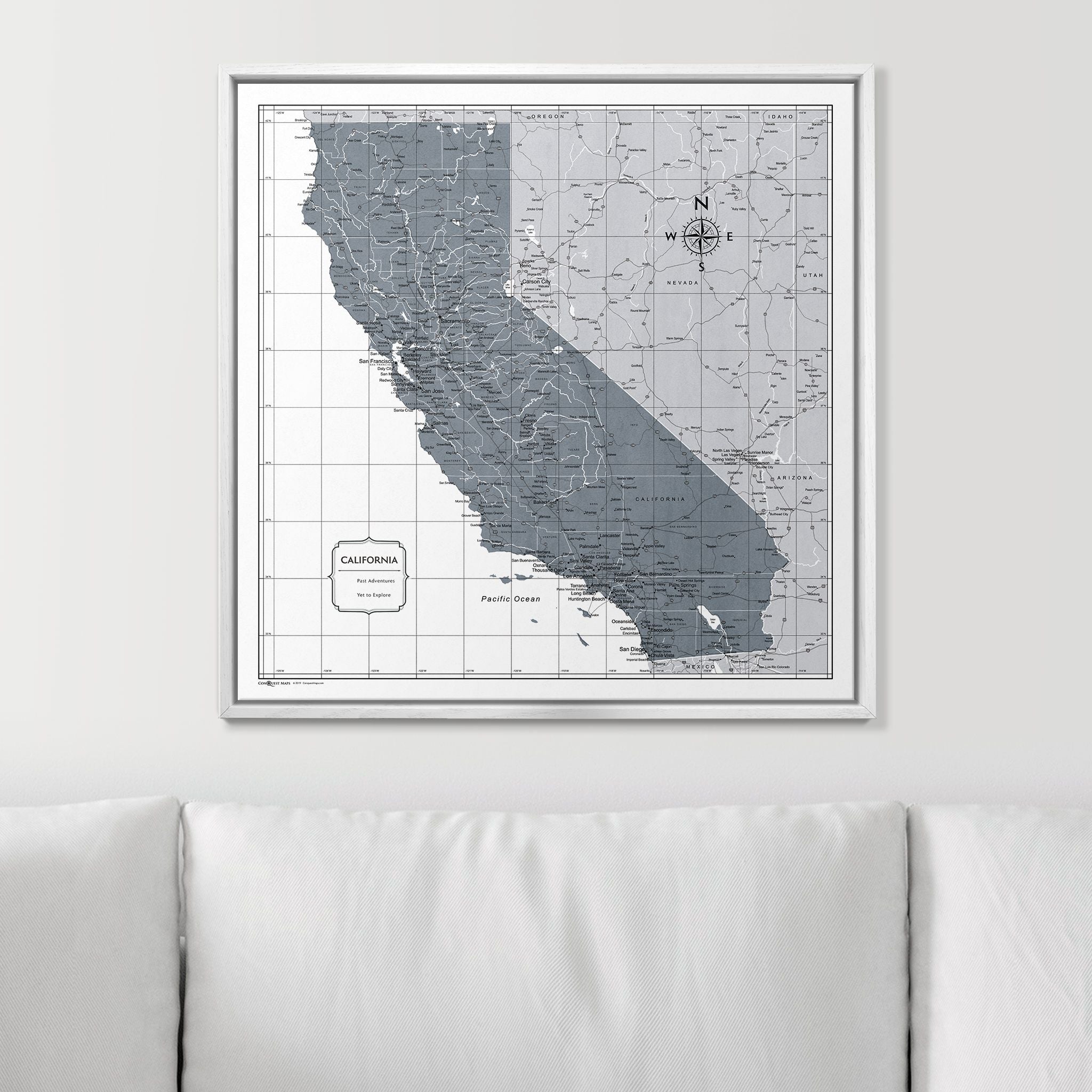 Push Pin California Map (Pin Board) - Dark Gray Color Splash CM Pin Board