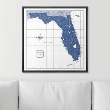 Push Pin Florida Map (Pin Board) - Navy Color Splash CM Pin Board