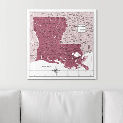 Push Pin Louisiana Map (Pin Board) - Burgundy Color Splash CM Pin Board