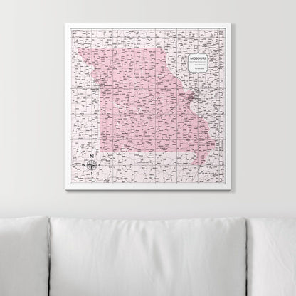 Push Pin Missouri Map (Pin Board) - Pink Color Splash CM Pin Board