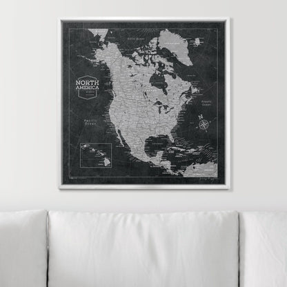 Push Pin North America Map (Pin Board) - Modern Slate CM Pin Board