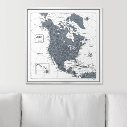 Push Pin North America Map (Pin Board) - Dark Gray Color Splash CM Pin Board