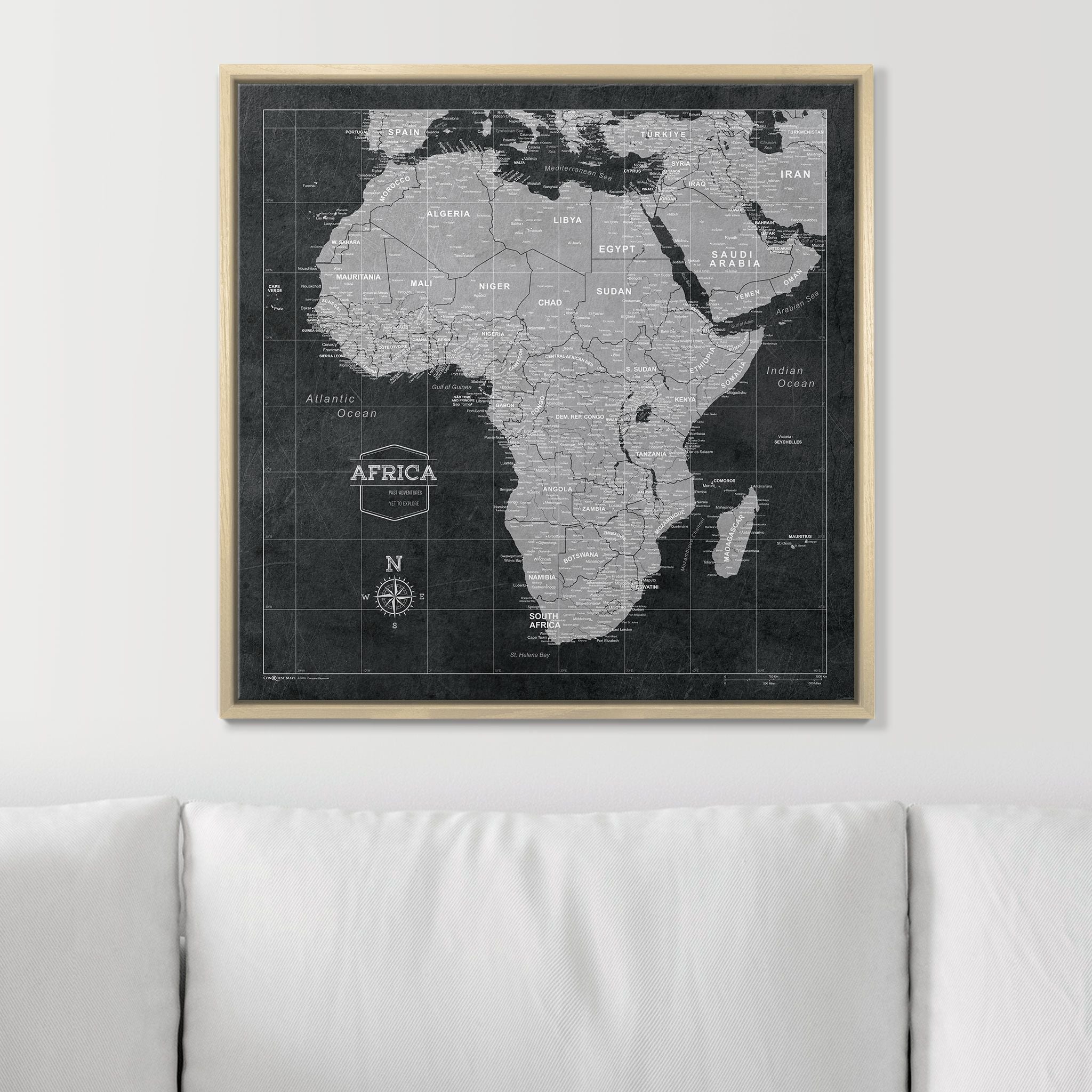 Push Pin Africa Map (Pin Board) - Modern Slate CM Pin Board