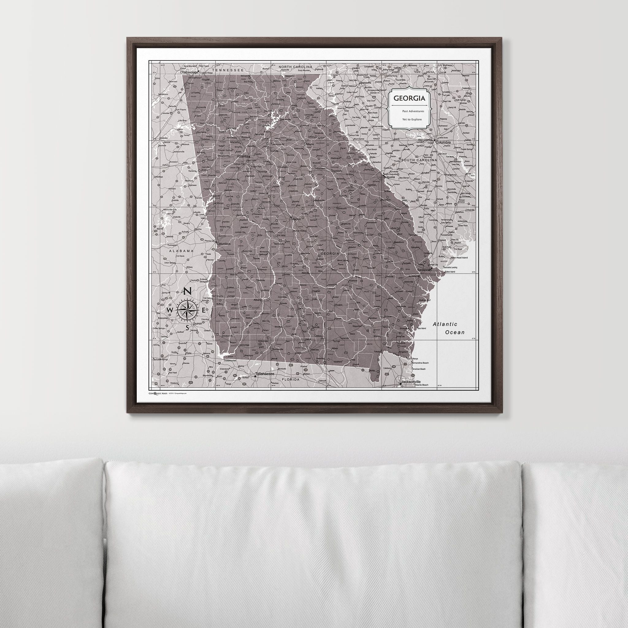 Push Pin Georgia Map (Pin Board) - Dark Brown Color Splash CM Pin Board