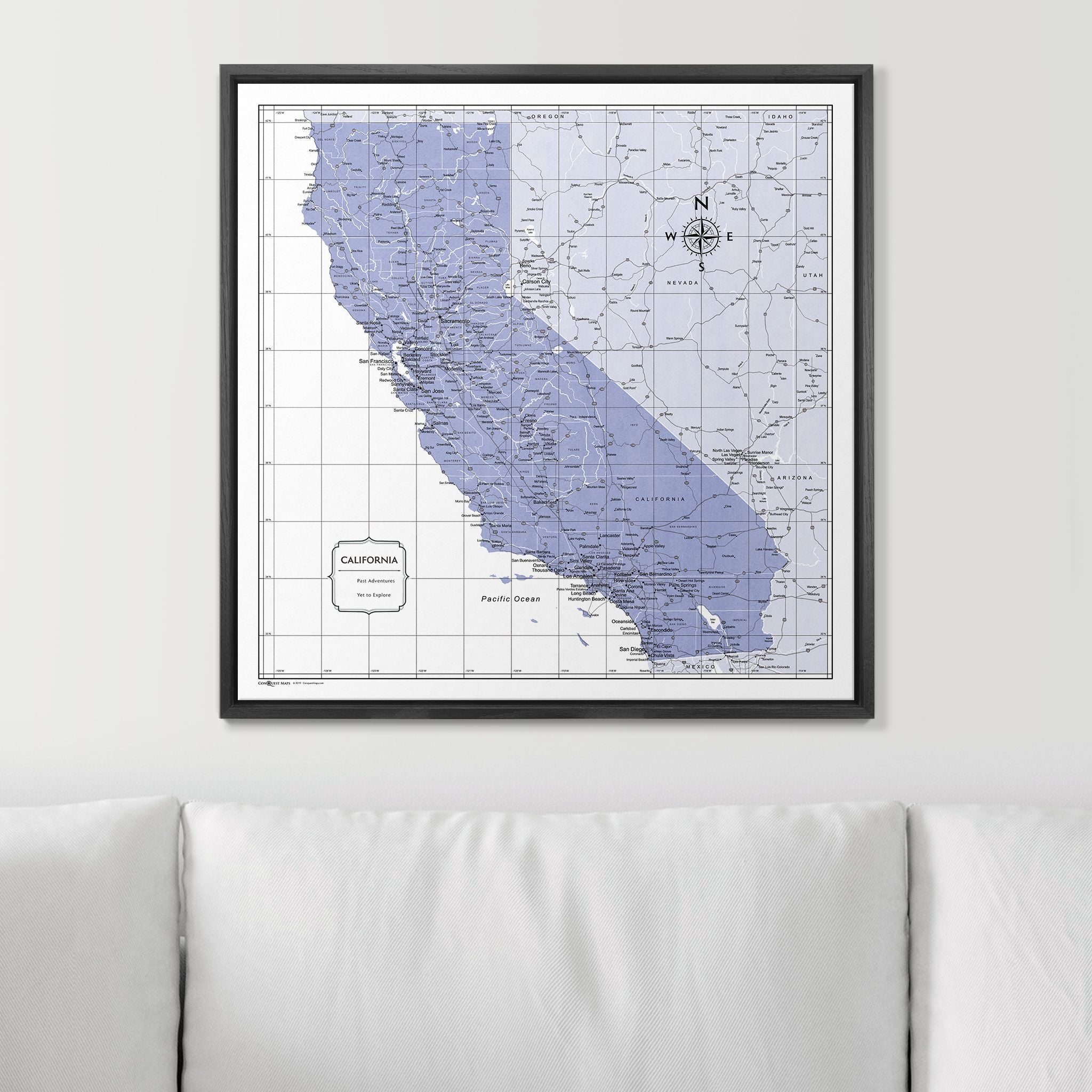 Push Pin California Map (Pin Board) - Purple Color Splash CM Pin Board