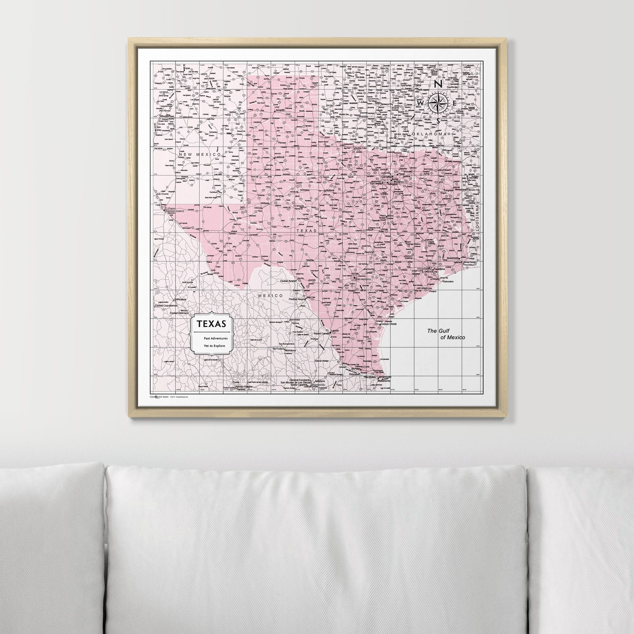 Push Pin Texas Map (Pin Board) - Pink Color Splash CM Pin Board