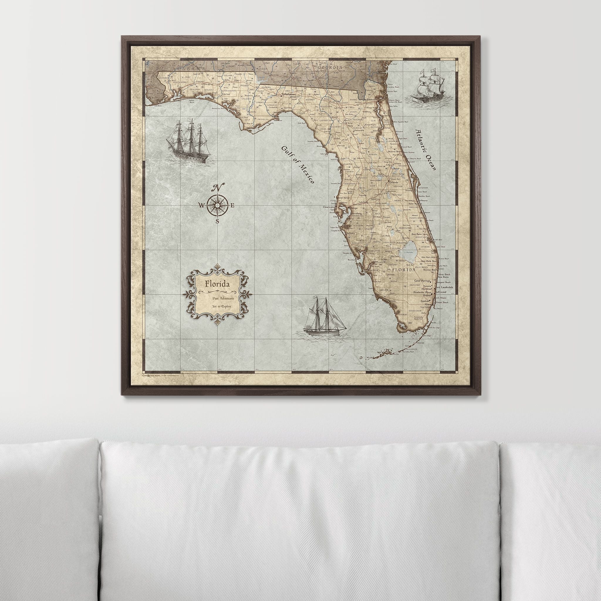 Push Pin Florida Map (Pin Board) - Rustic Vintage CM Pin Board