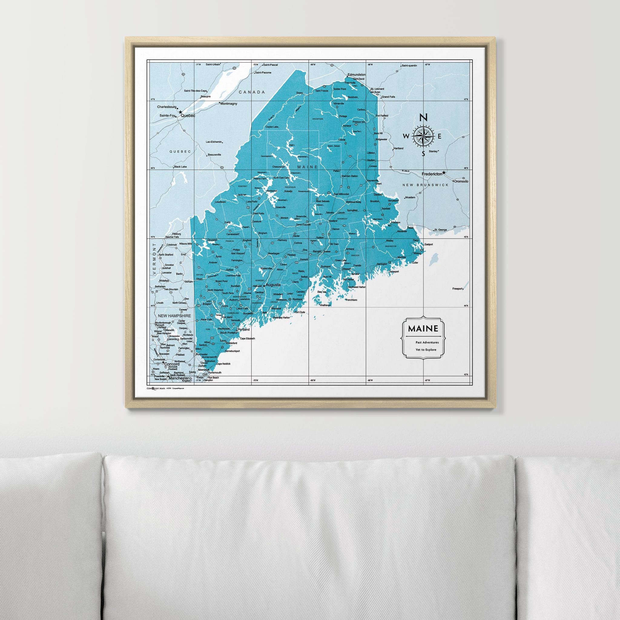 Push Pin Maine Map (Pin Board) - Teal Color Splash CM Pin Board