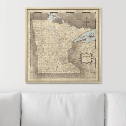 Push Pin Minnesota Map (Pin Board) - Rustic Vintage CM Pin Board