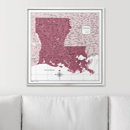 Push Pin Louisiana Map (Pin Board) - Burgundy Color Splash CM Pin Board