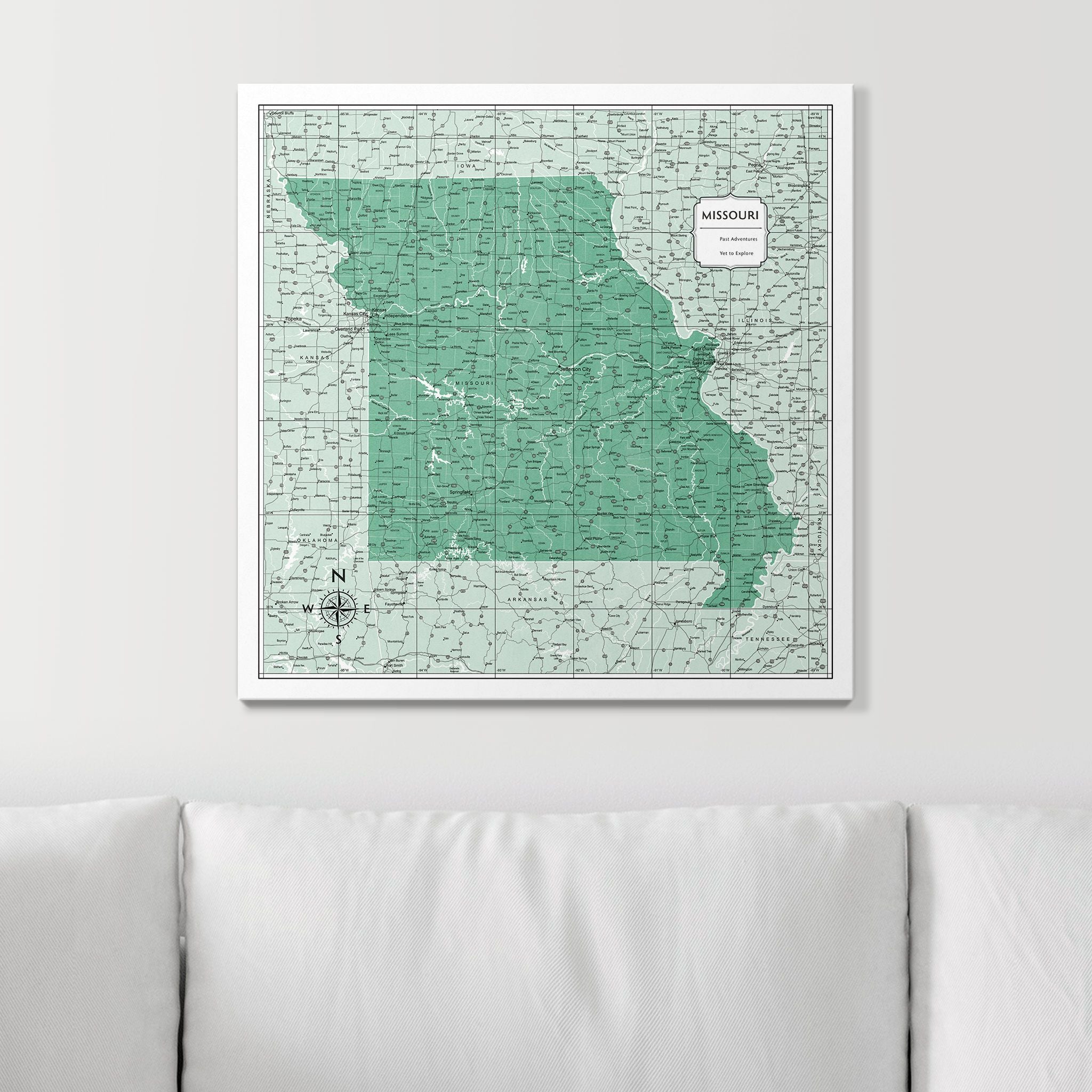 Push Pin Missouri Map (Pin Board) - Green Color Splash CM Pin Board