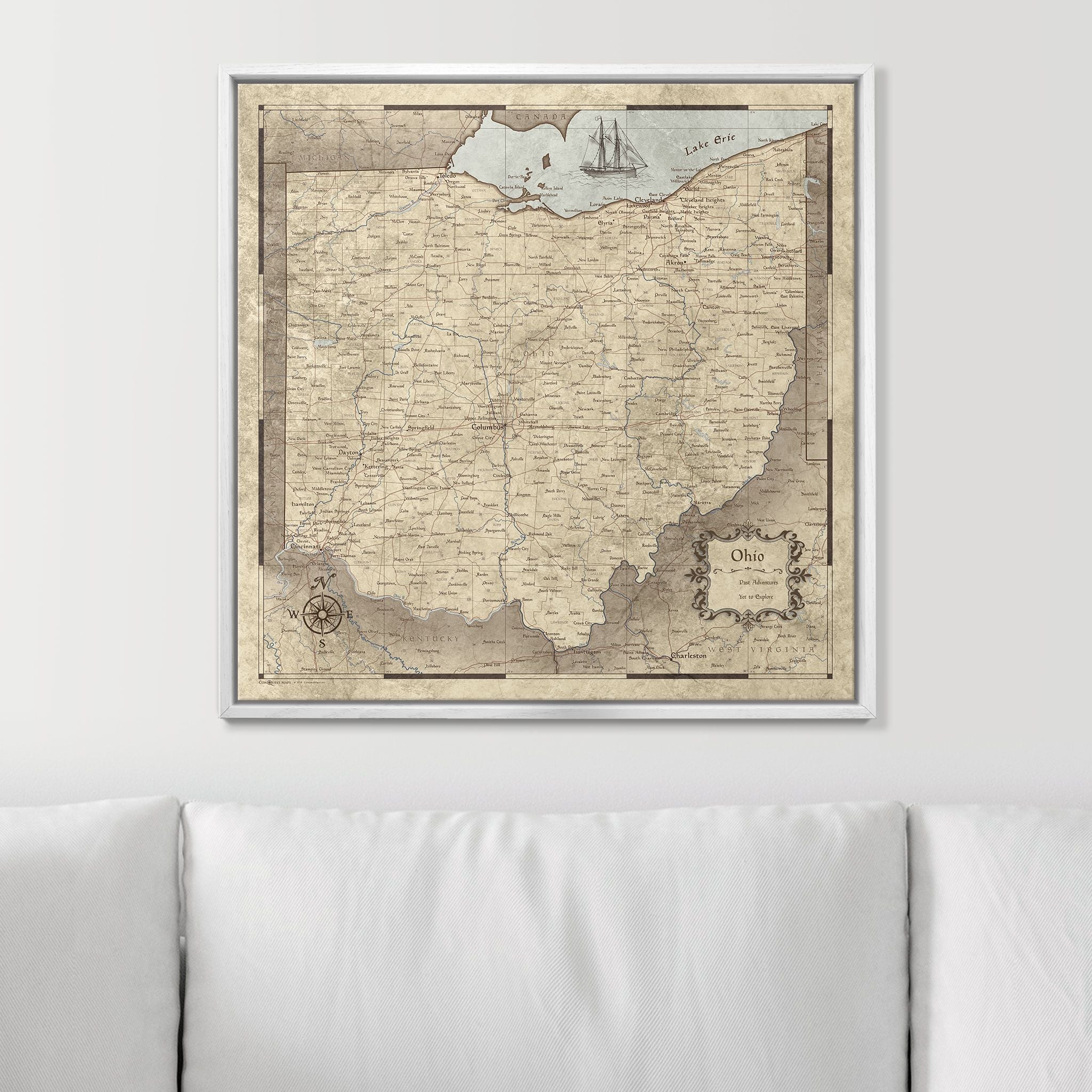 Push Pin Ohio Map (Pin Board) - Rustic Vintage CM Pin Board