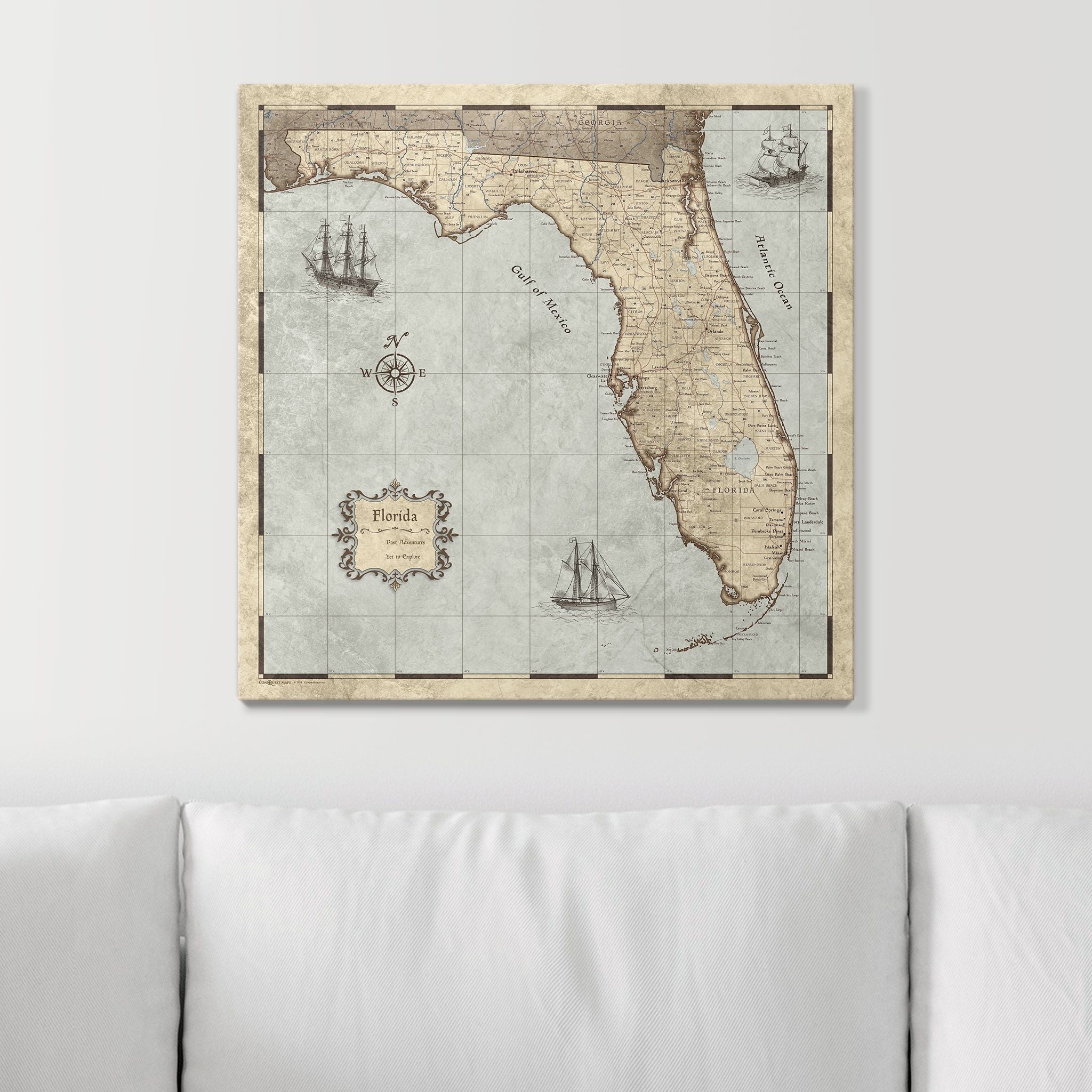 Push Pin Florida Map (Pin Board) - Rustic Vintage CM Pin Board