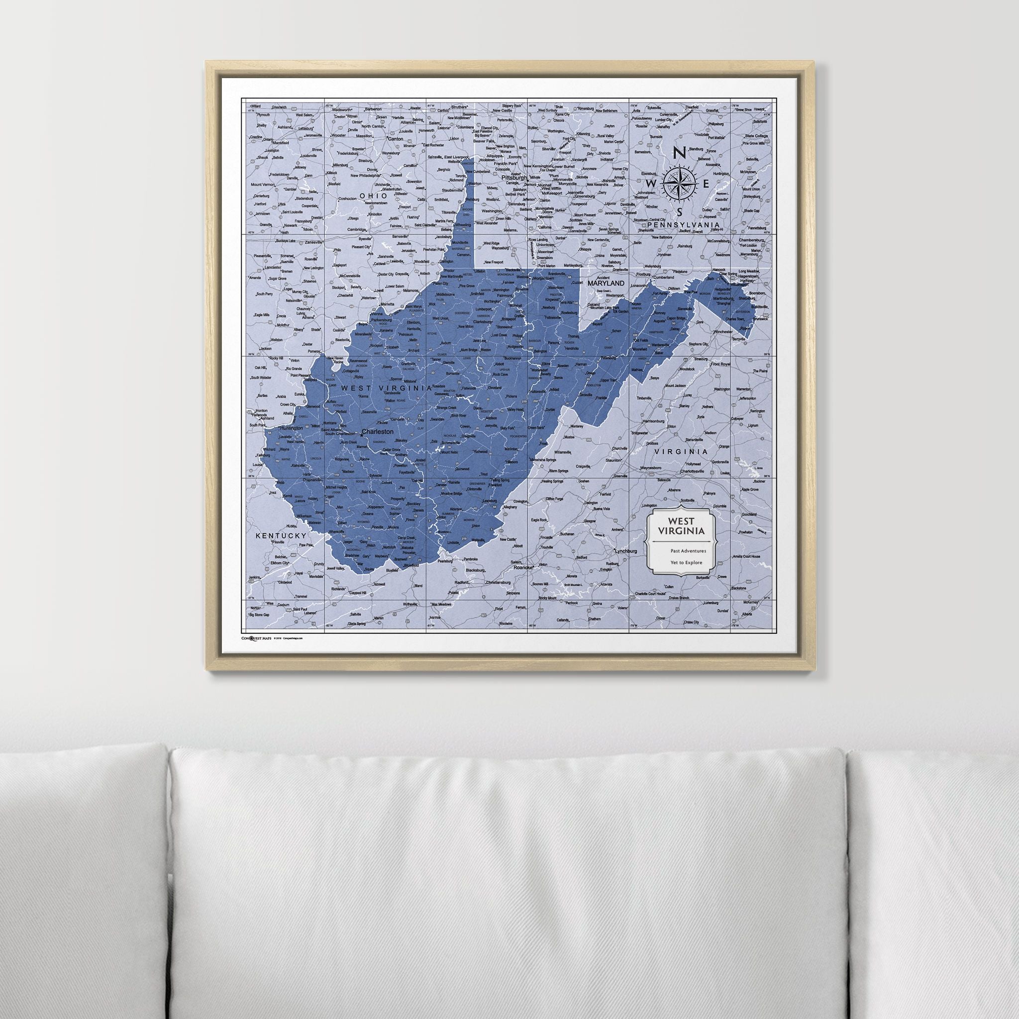 Push Pin West Virginia Map (Pin Board) - Navy Color Splash CM Pin Board