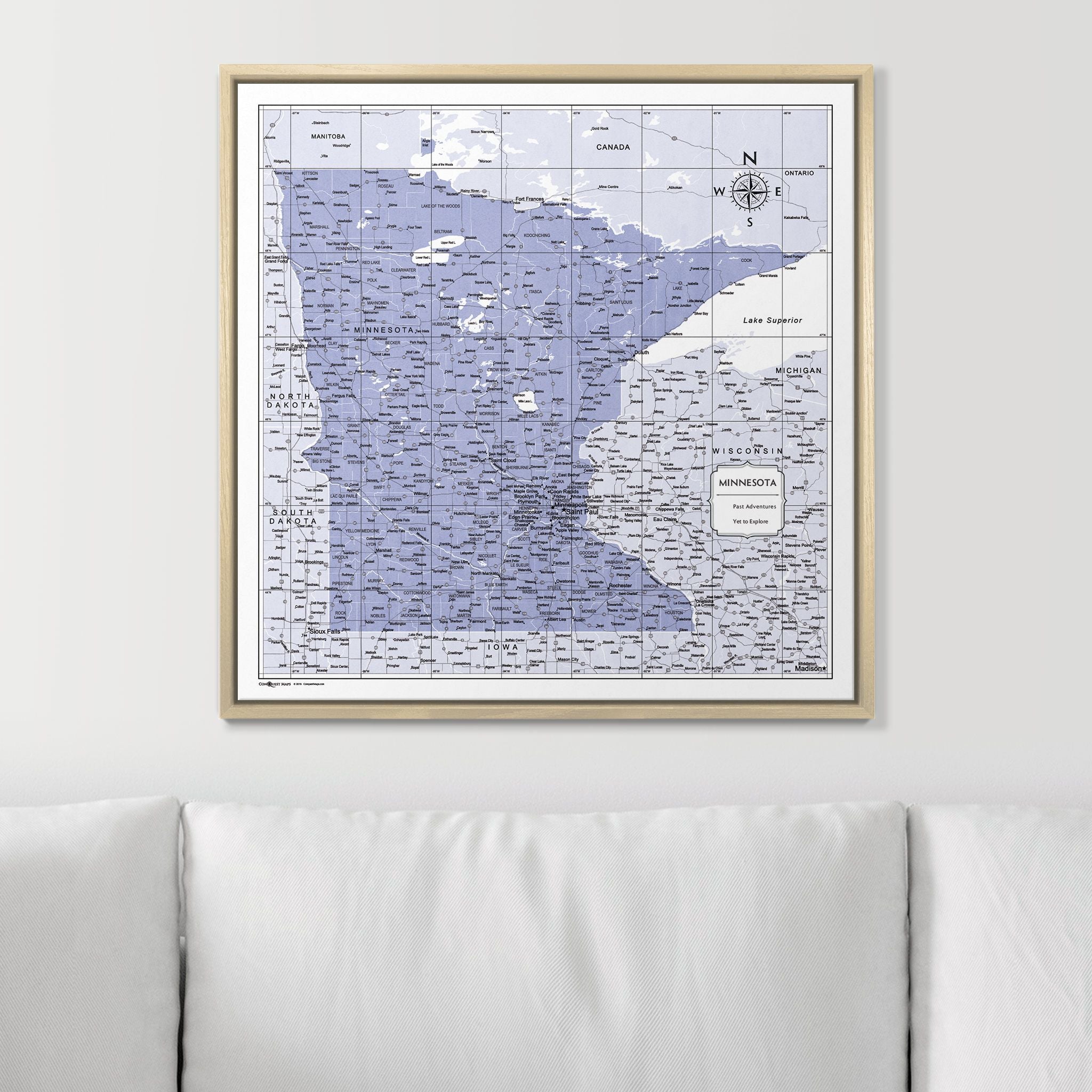 Push Pin Minnesota Map (Pin Board) - Purple Color Splash CM Pin Board