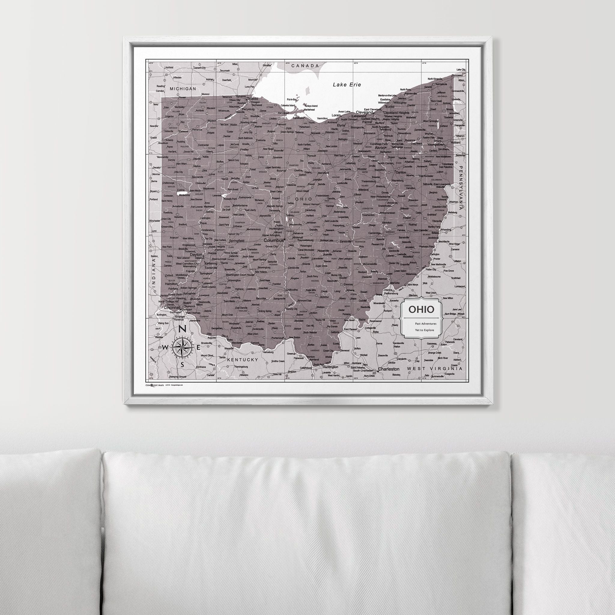 Push Pin Ohio Map (Pin Board) - Dark Brown Color Splash CM Pin Board