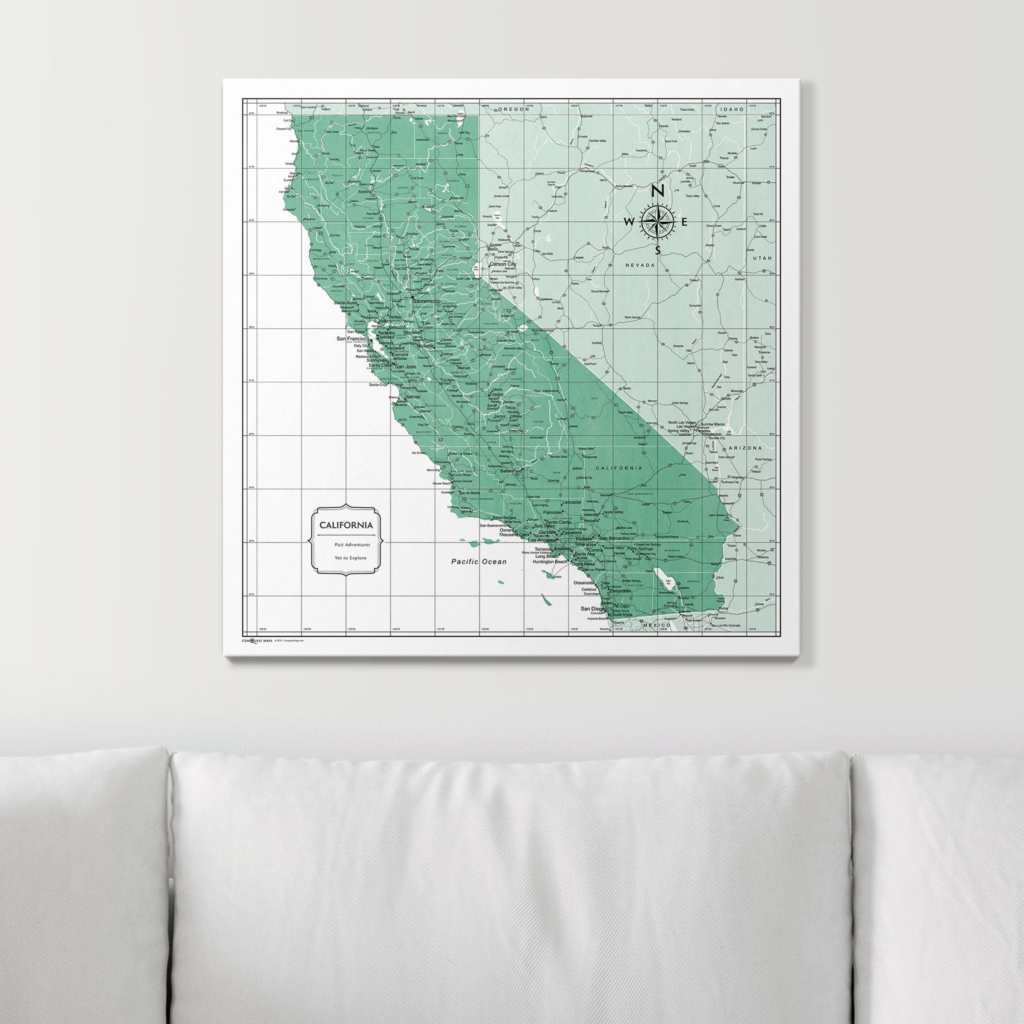 Push Pin California Map (Pin Board) - Green Color Splash CM Pin Board