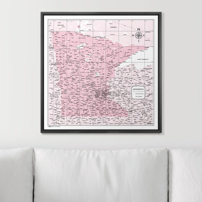 Push Pin Minnesota Map (Pin Board) - Pink Color Splash CM Pin Board