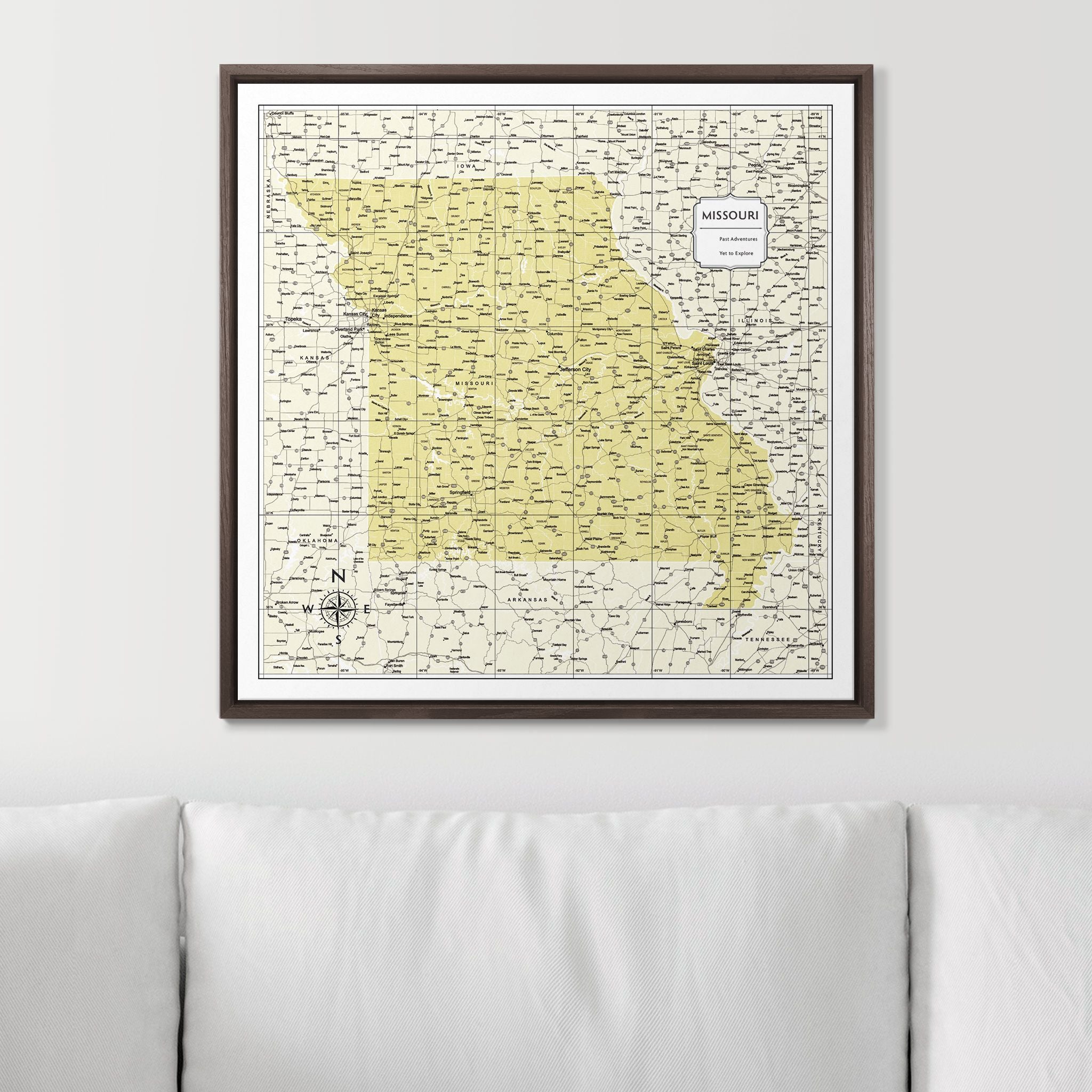 Push Pin Missouri Map (Pin Board) - Yellow Color Splash CM Pin Board