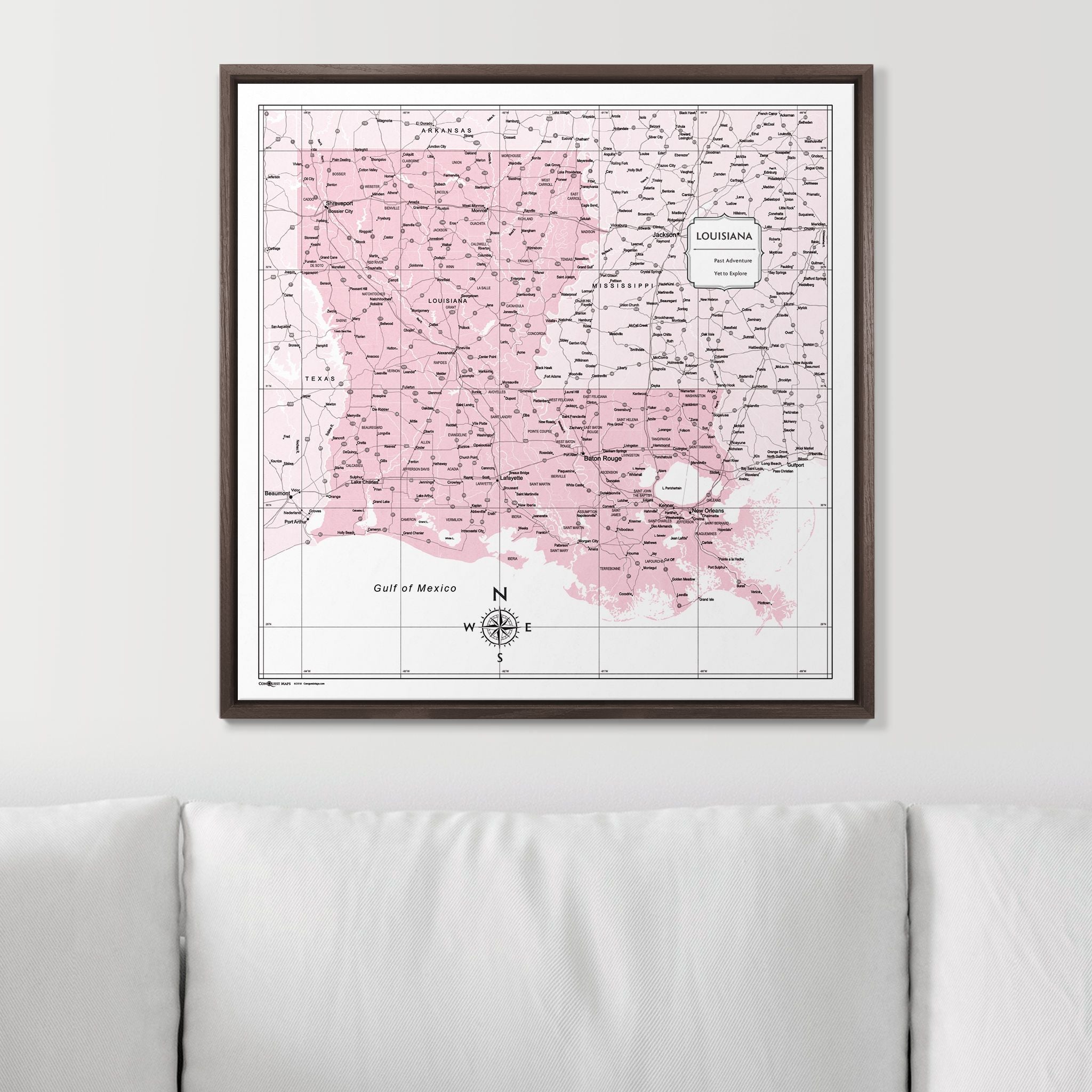 Push Pin Louisiana Map (Pin Board) - Pink Color Splash CM Pin Board