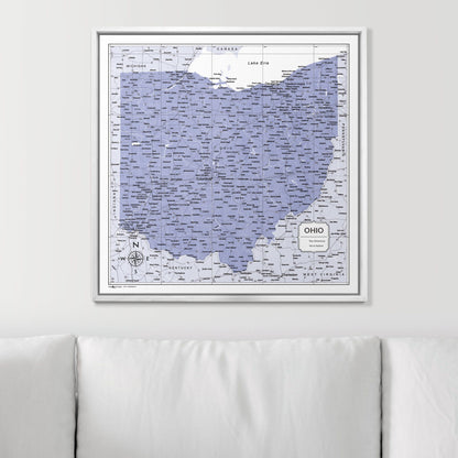 Push Pin Ohio Map (Pin Board) - Purple Color Splash CM Pin Board