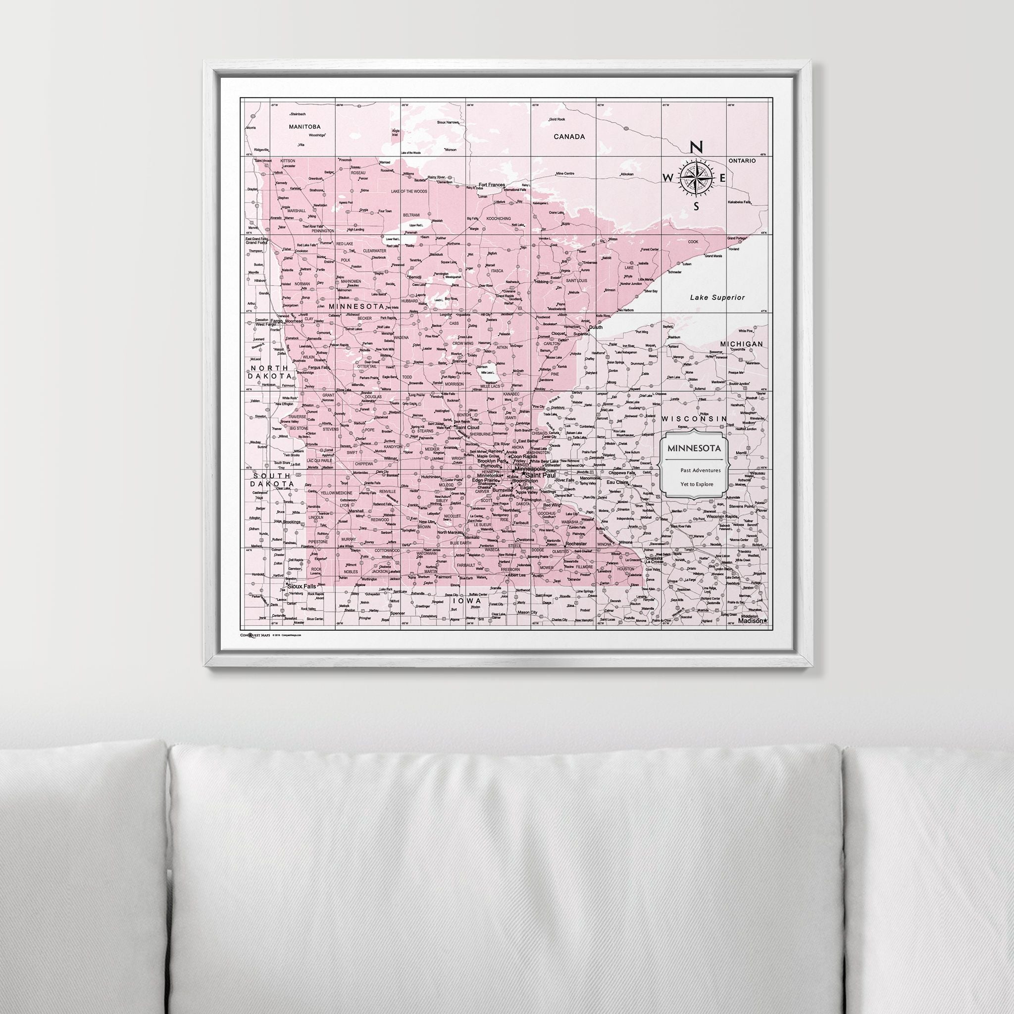 Push Pin Minnesota Map (Pin Board) - Pink Color Splash CM Pin Board