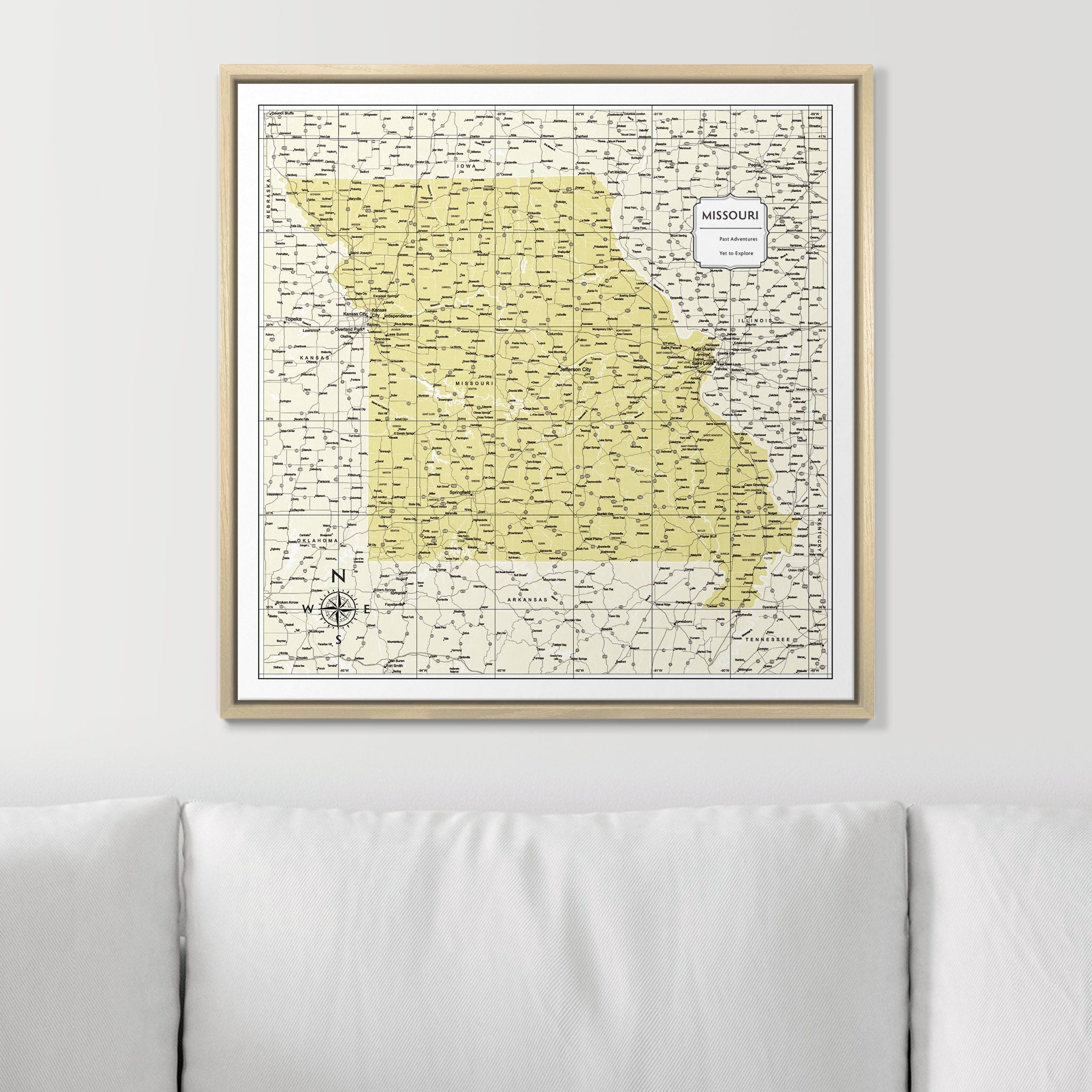 Push Pin Missouri Map (Pin Board) - Yellow Color Splash CM Pin Board