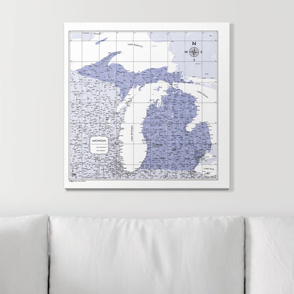 Push Pin Michigan Map (Pin Board) - Purple Color Splash CM Pin Board