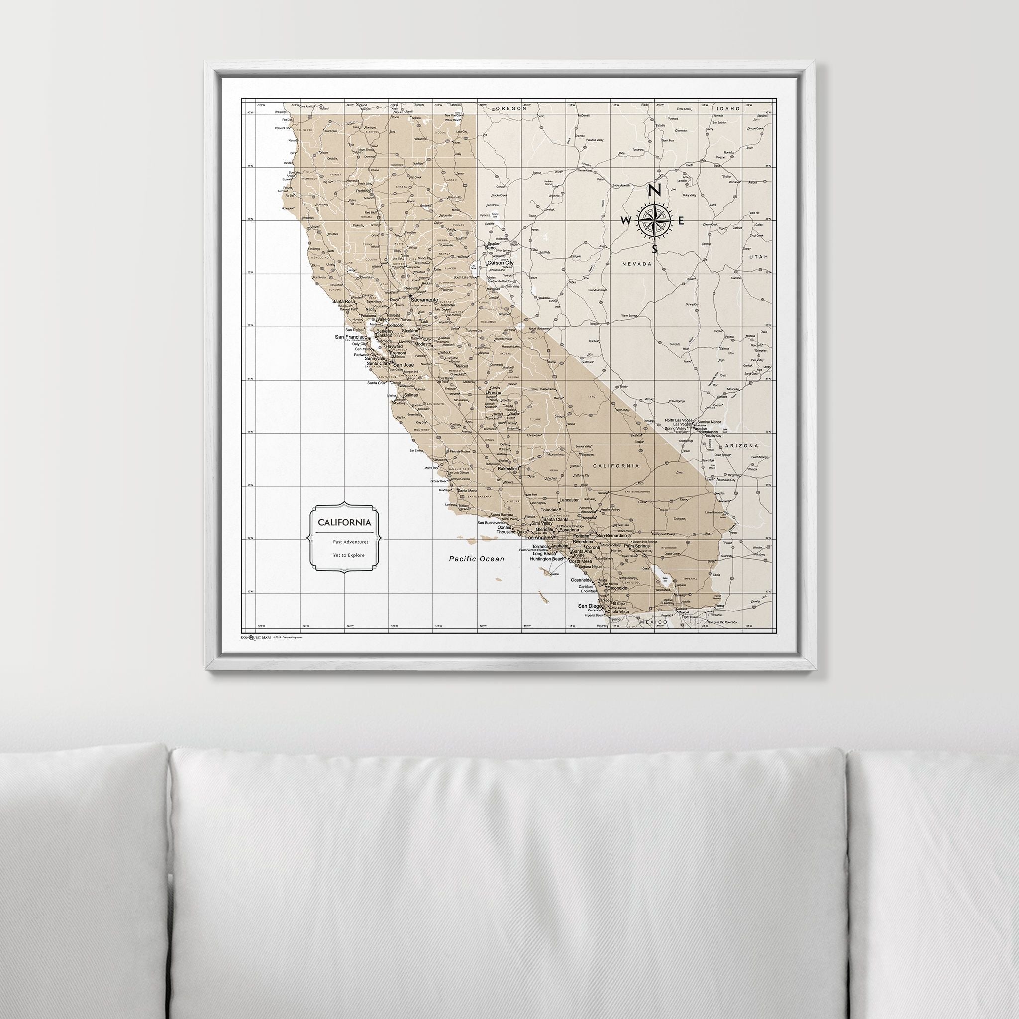 Push Pin California Map (Pin Board) - Light Brown Color Splash CM Pin Board