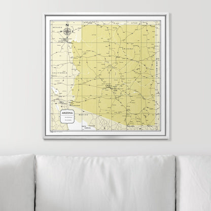 Push Pin Arizona Map (Pin Board) - Yellow Color Splash CM Pin Board