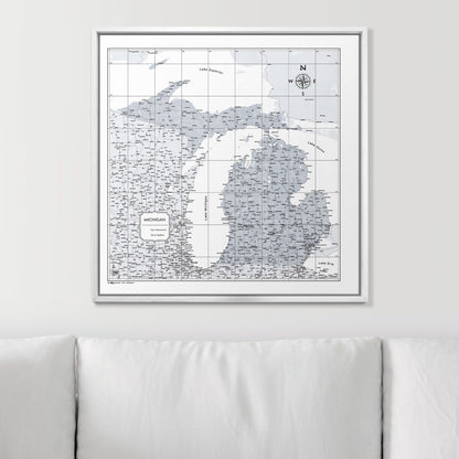 Push Pin Michigan Map (Pin Board) - Light Gray Color Splash CM Pin Board