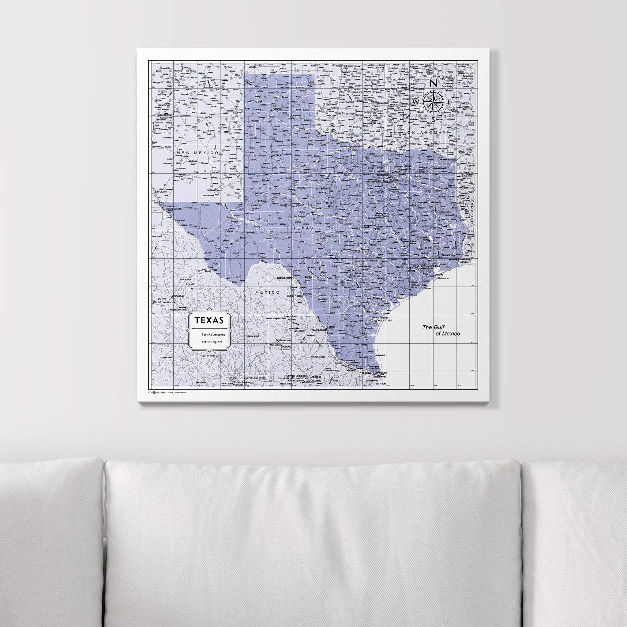 Push Pin Texas Map (Pin Board) - Purple Color Splash CM Pin Board