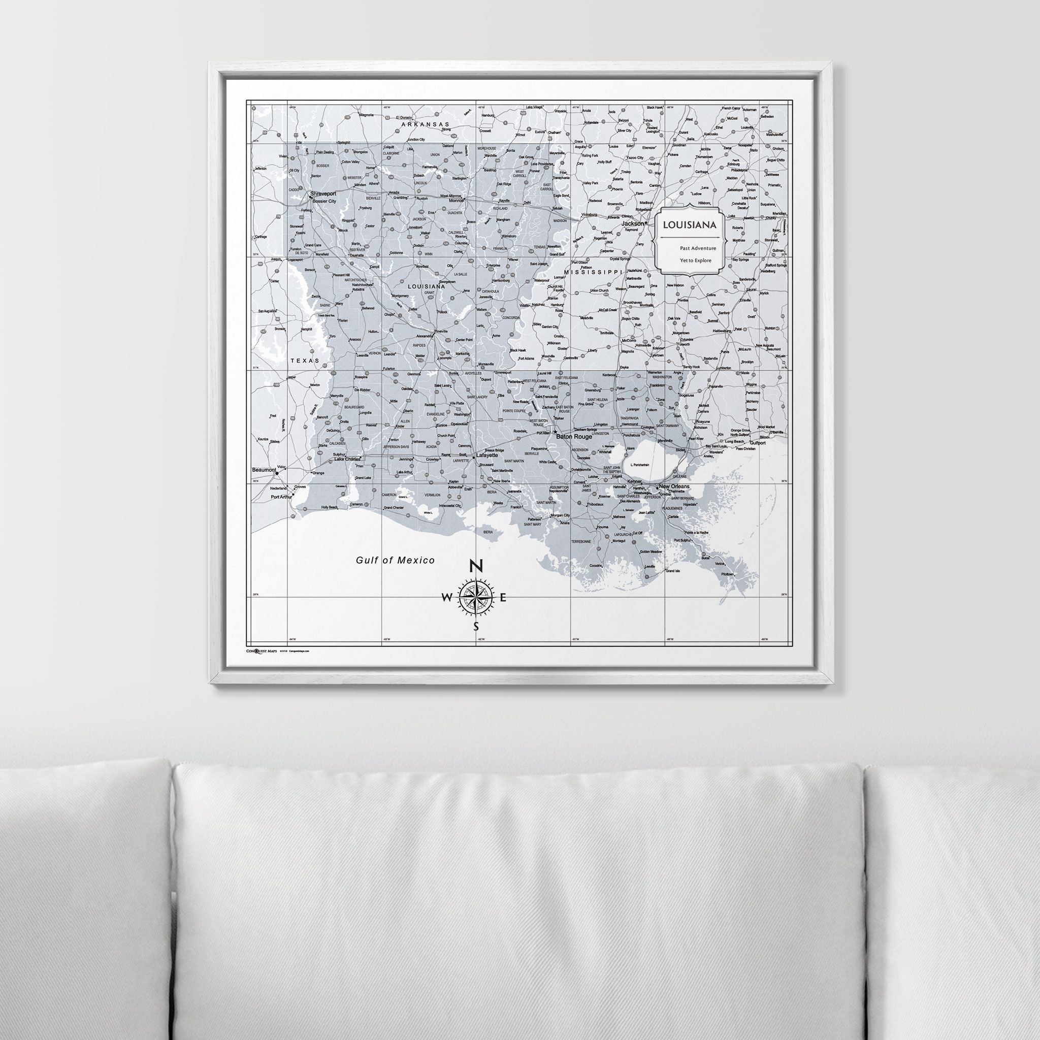 Push Pin Louisiana Map (Pin Board) - Light Gray Color Splash CM Pin Board