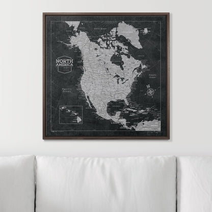 Push Pin North America Map (Pin Board) - Modern Slate CM Pin Board