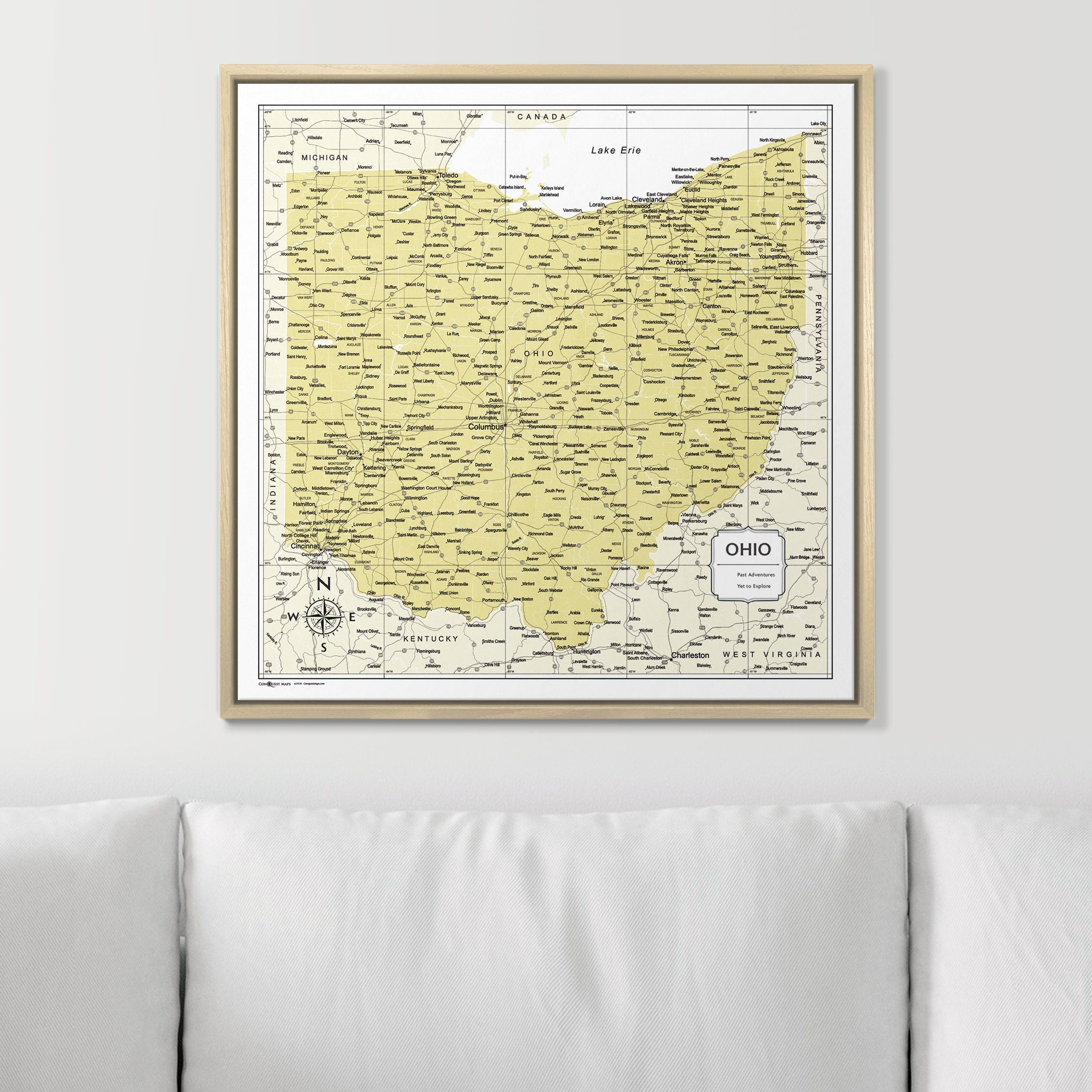 Push Pin Ohio Map (Pin Board) - Yellow Color Splash CM Pin Board