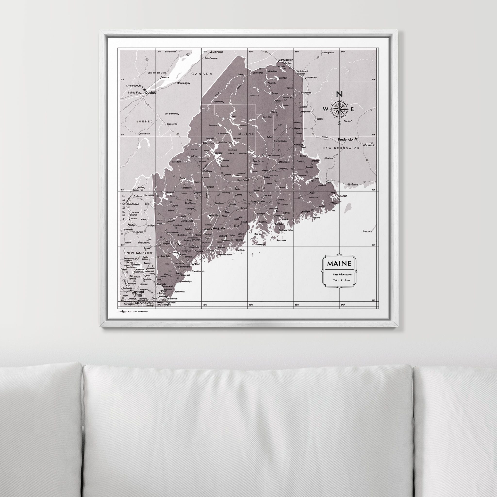 Push Pin Maine Map (Pin Board) - Dark Brown Color Splash CM Pin Board