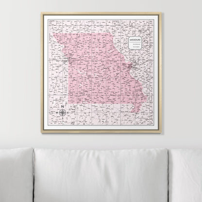 Push Pin Missouri Map (Pin Board) - Pink Color Splash CM Pin Board