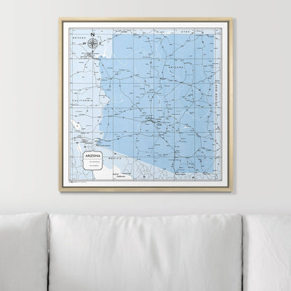 Push Pin Arizona Map (Pin Board) - Light Blue Color Splash CM Pin Board