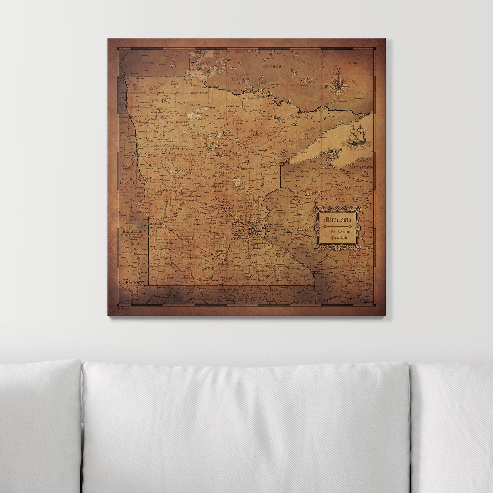 Push Pin Minnesota Map (Pin Board) - Golden Aged CM Pin Board