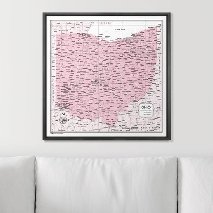 Push Pin Ohio Map (Pin Board) - Pink Color Splash CM Pin Board