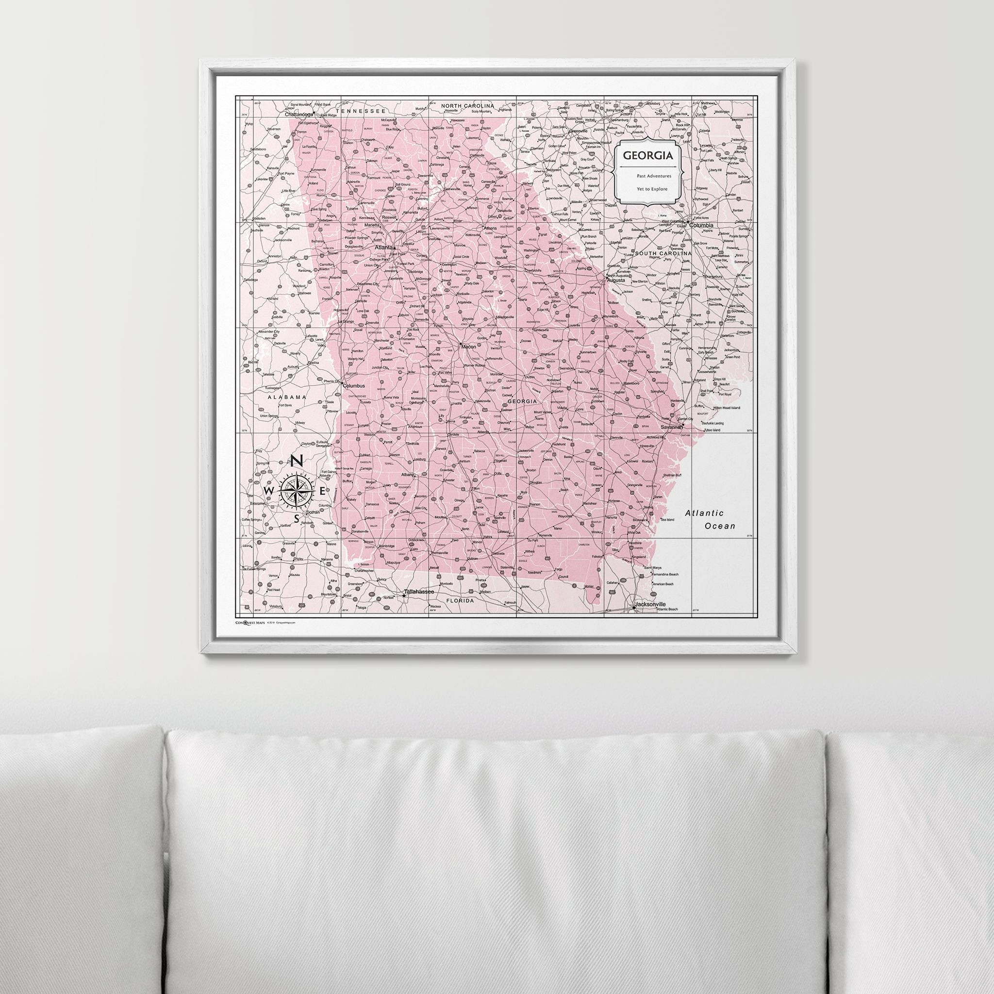 Push Pin Georgia Map (Pin Board) - Pink Color Splash CM Pin Board