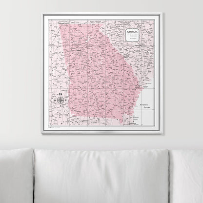 Push Pin Georgia Map (Pin Board) - Pink Color Splash CM Pin Board