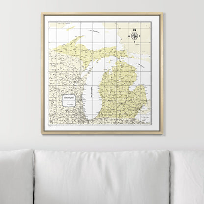 Push Pin Michigan Map (Pin Board) - Yellow Color Splash CM Pin Board