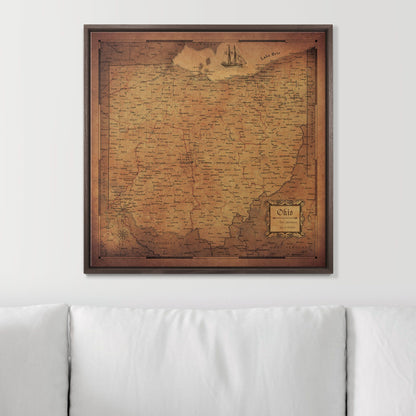 Push Pin Ohio Map (Pin Board) - Golden Aged CM Pin Board