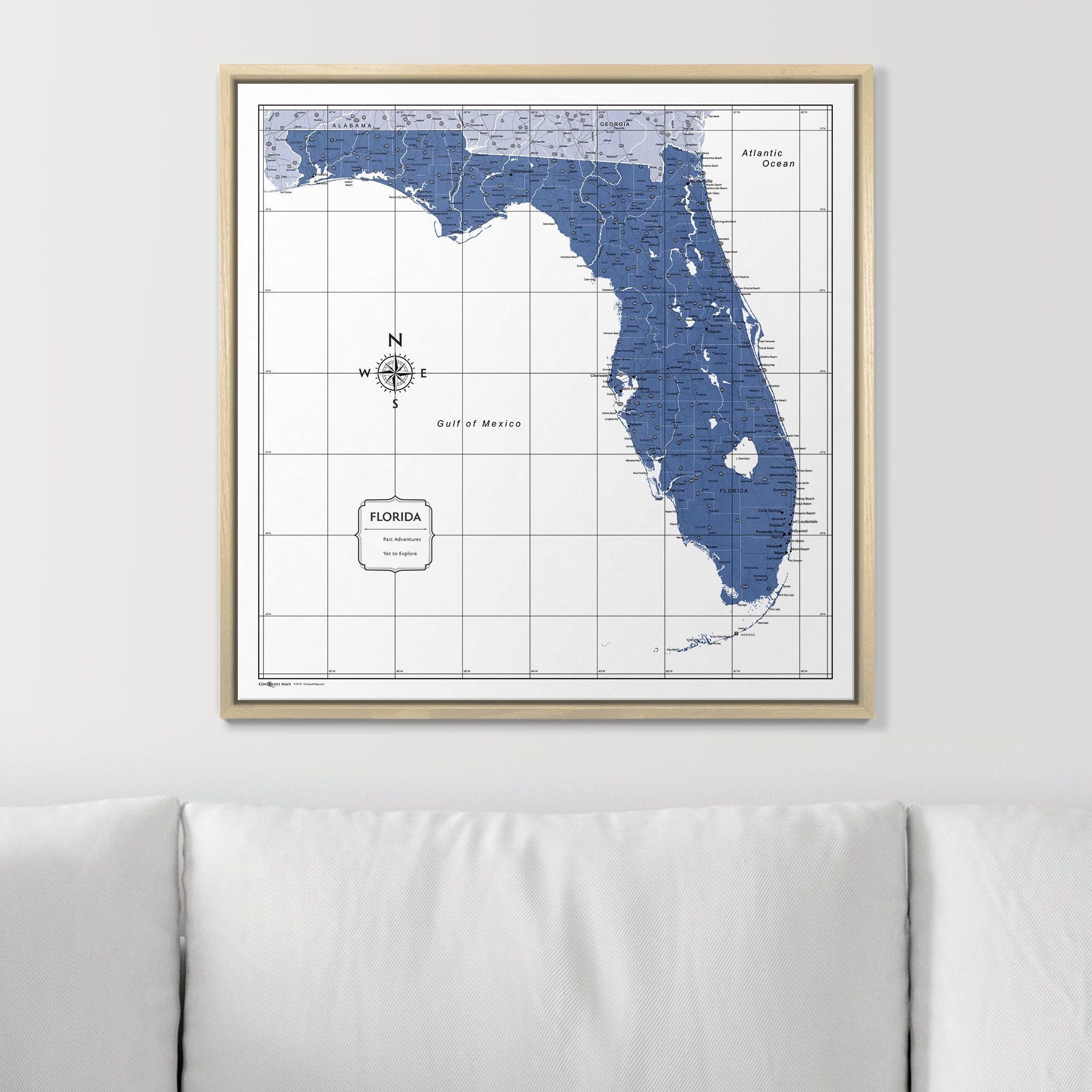 Push Pin Florida Map (Pin Board) - Navy Color Splash CM Pin Board