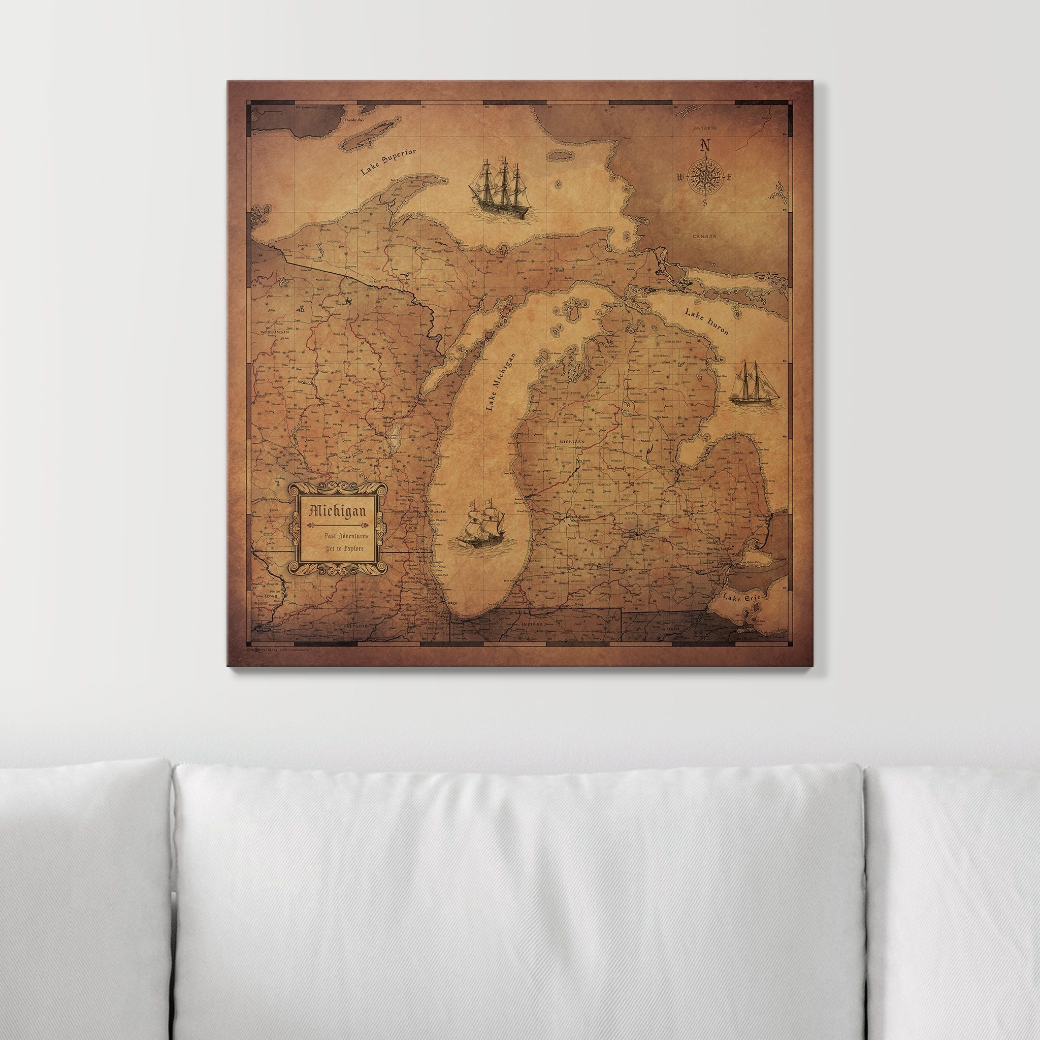 Push Pin Michigan Map (Pin Board) - Golden Aged CM Pin Board