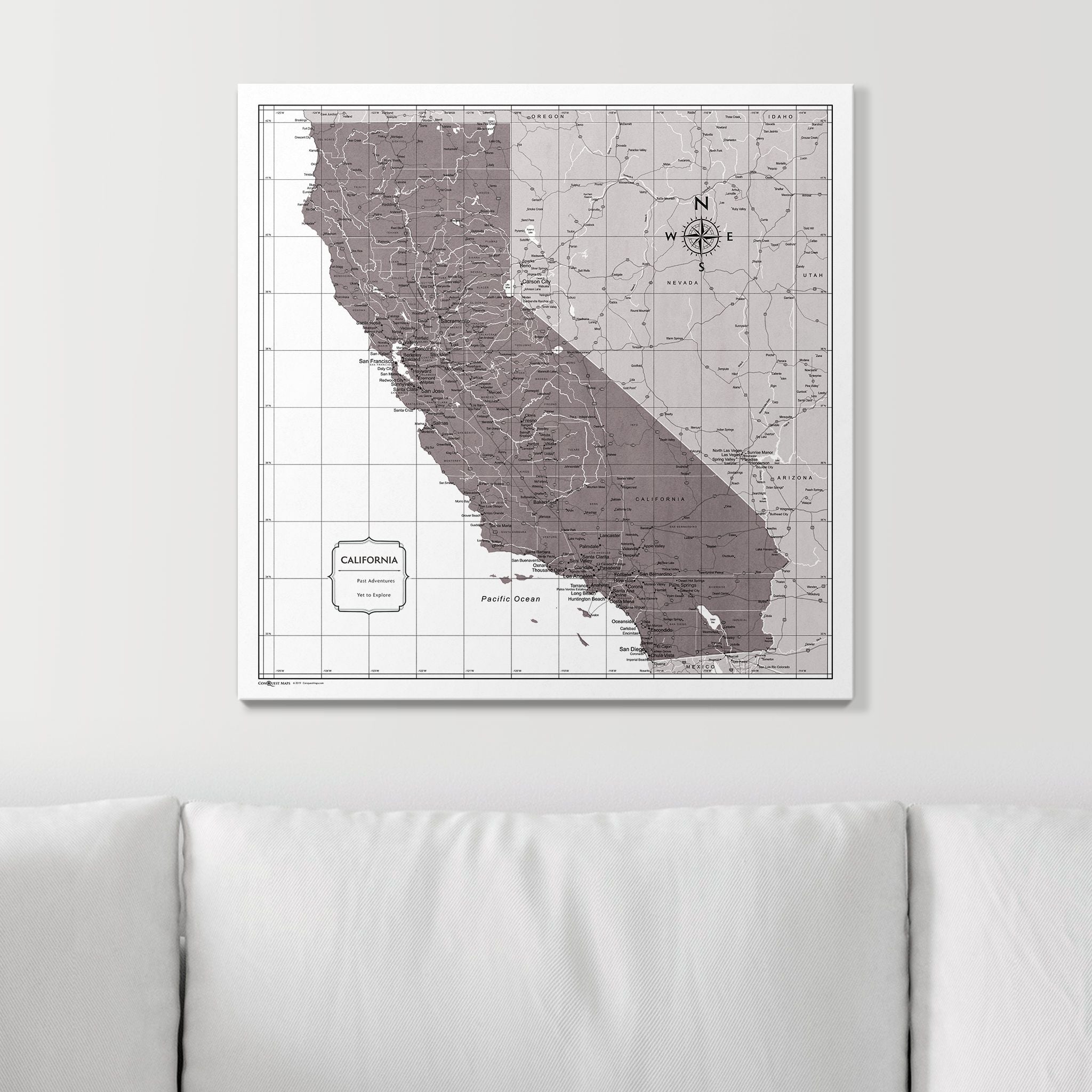 Push Pin California Map (Pin Board) - Dark Brown Color Splash CM Pin Board