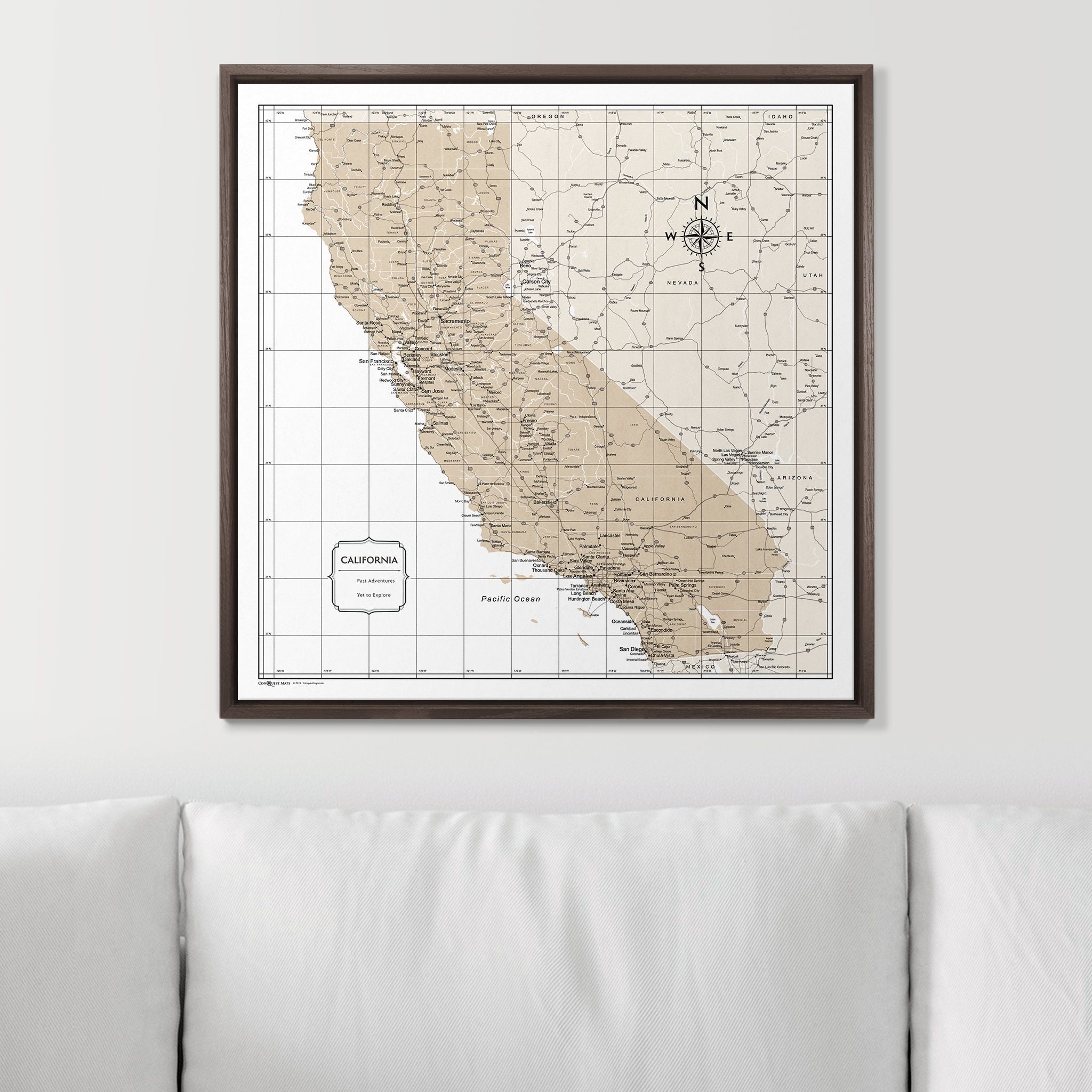 Push Pin California Map (Pin Board) - Light Brown Color Splash CM Pin Board