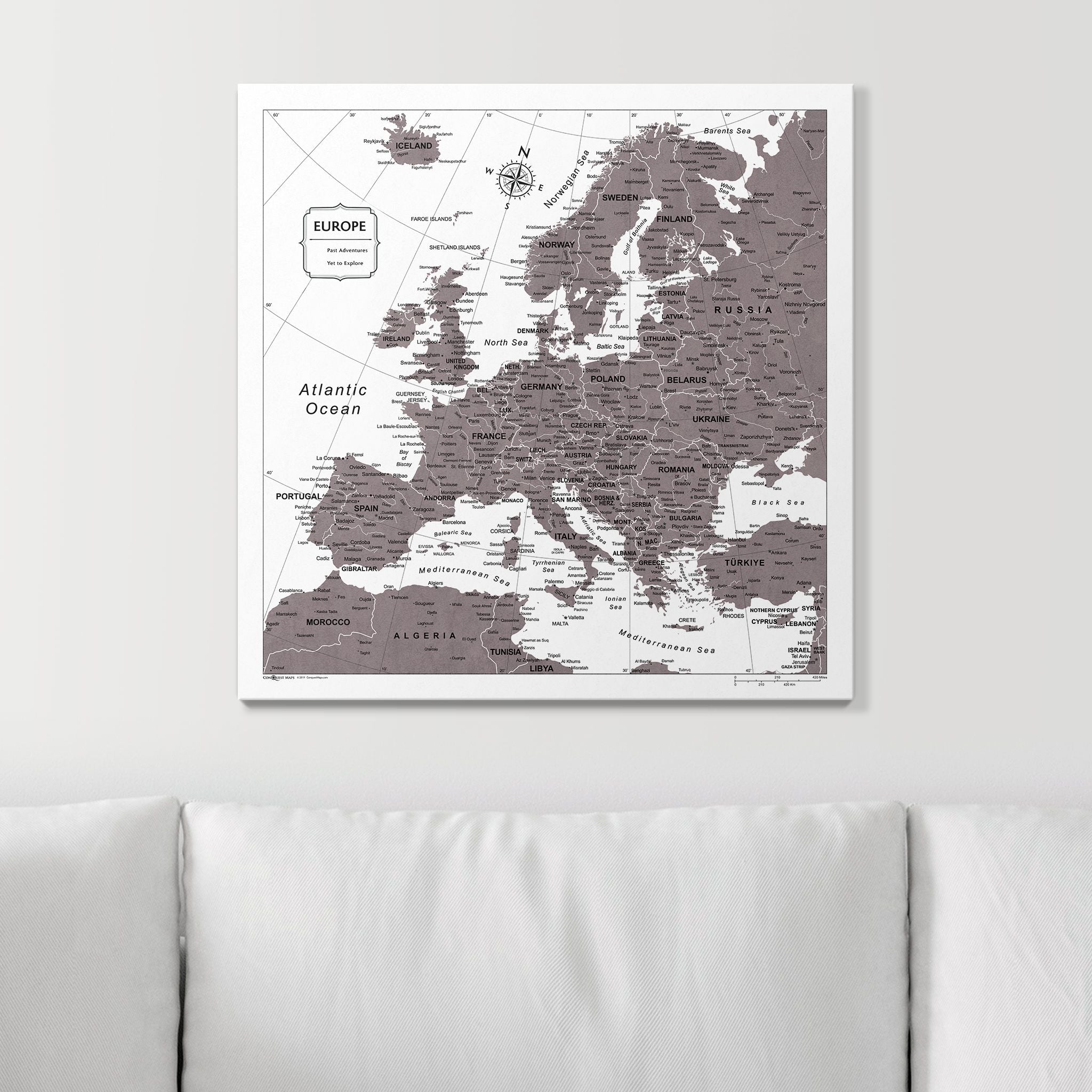 Push Pin Europe Map (Pin Board) - Dark Brown Color Splash CM Pin Board