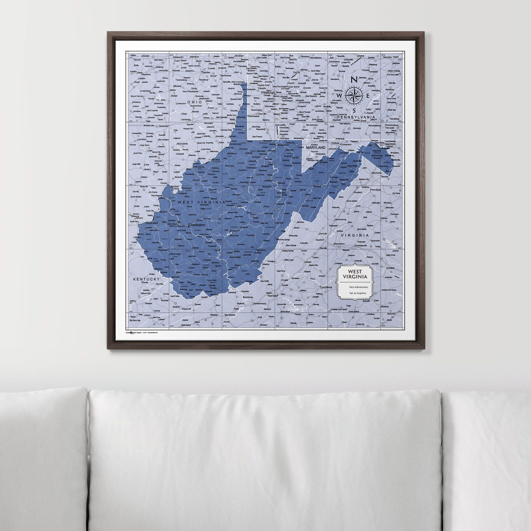 Push Pin West Virginia Map (Pin Board) - Navy Color Splash CM Pin Board